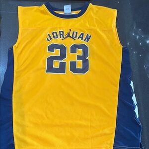 Jordan Yellow and Blue Basketball Jersey